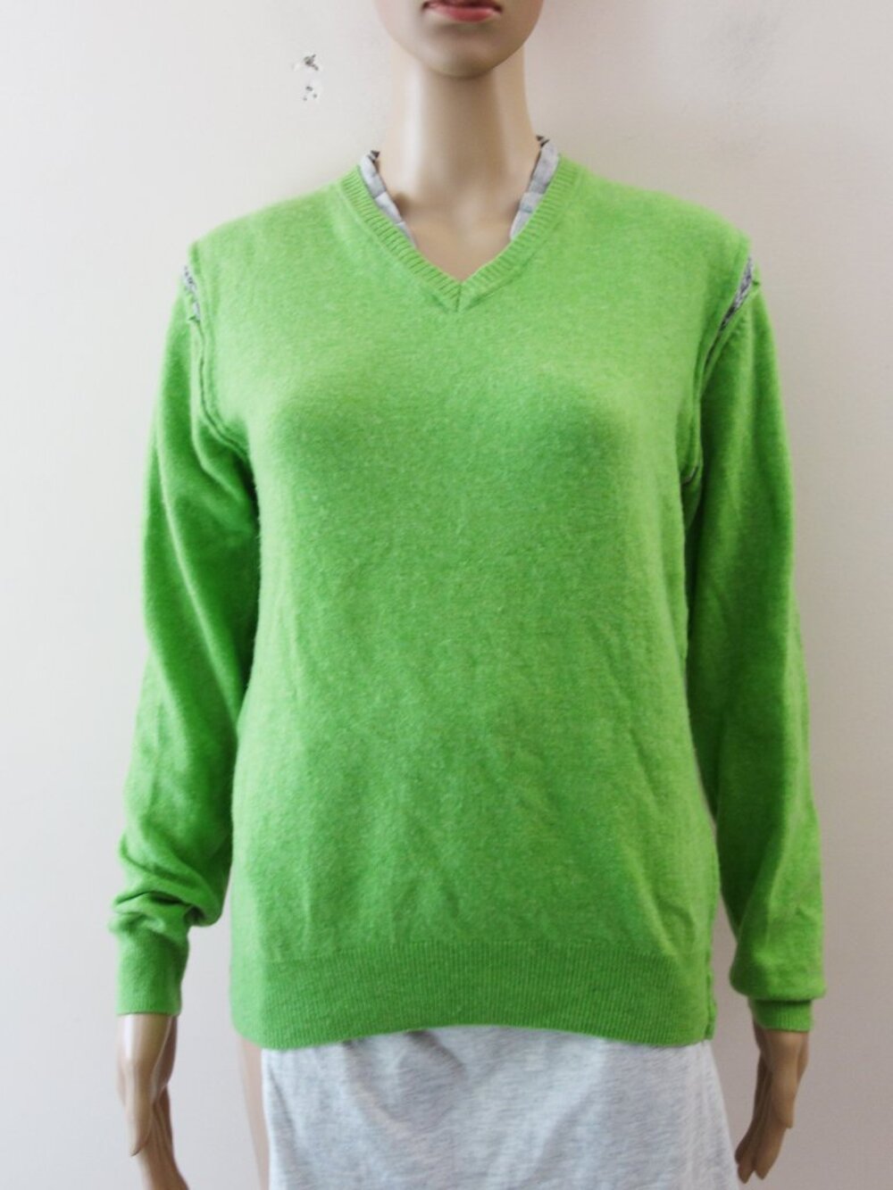 Wool & Co Women's Bright green Ruffle Detail Lana Wool Sweater (M)